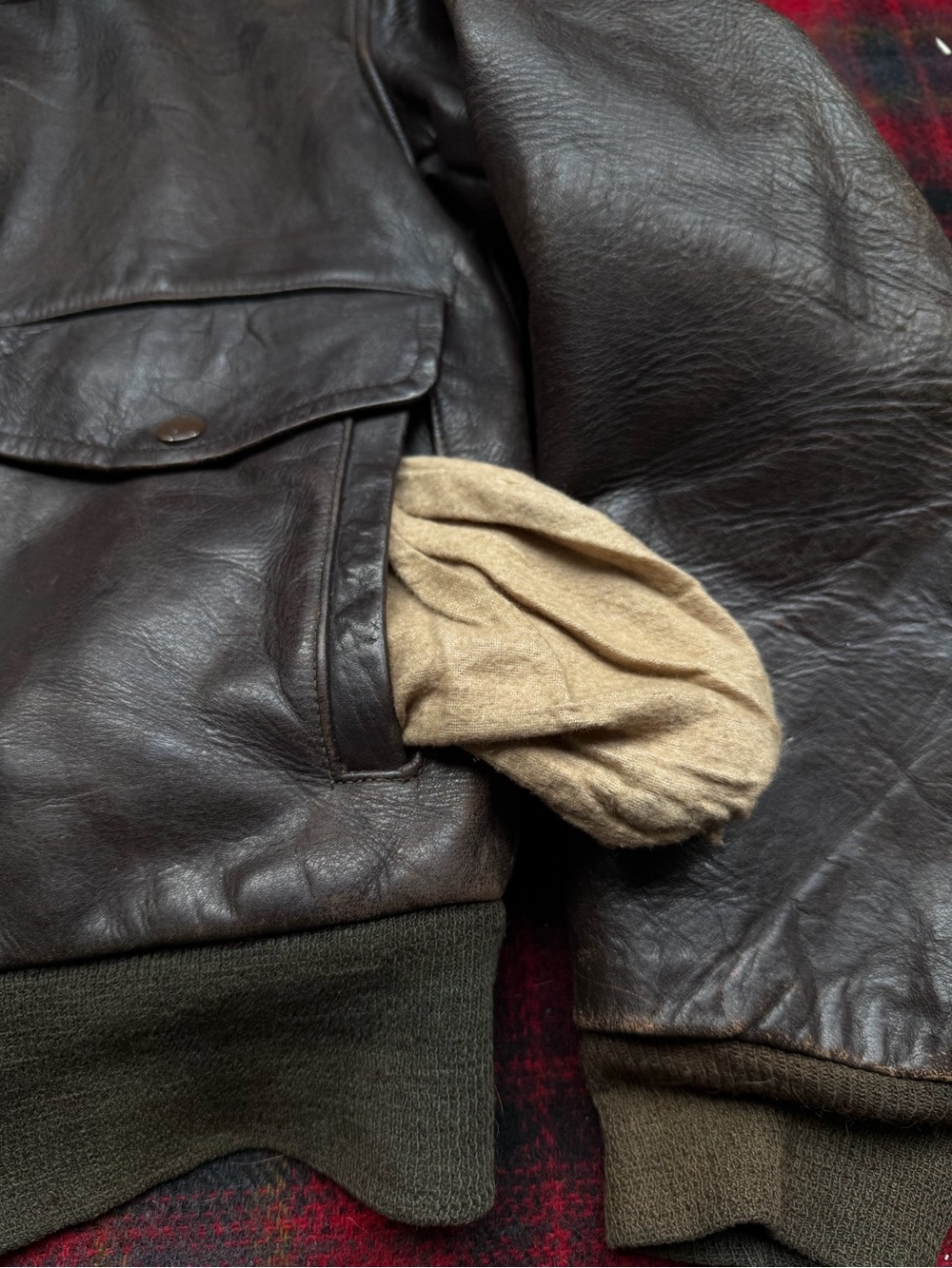 True vintage 40s 50s A2 style civilian leather jacket - Picture 9 of 10